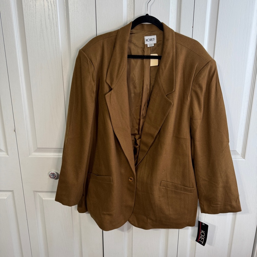 Koret Chestnut One Button Pure Wool Blazer Women's Size 28W NEW VTG 90s Cottage